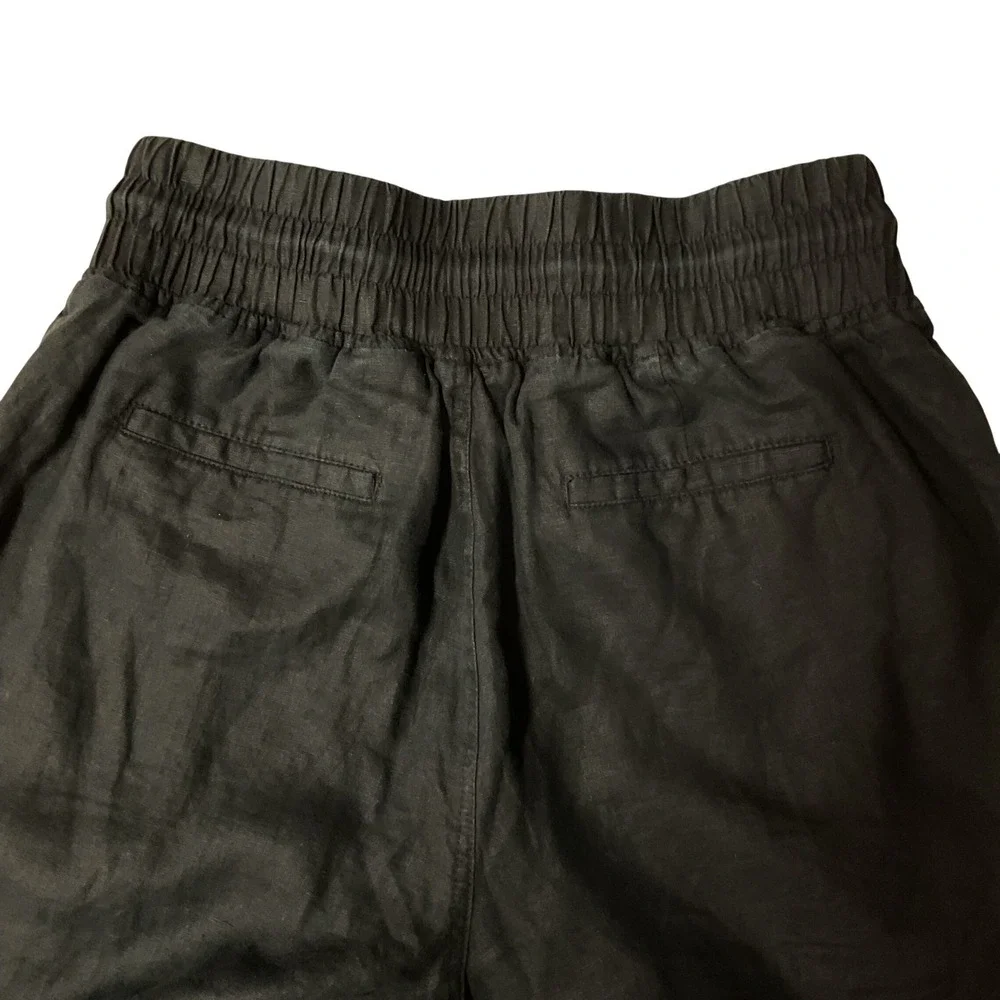 Quince‎ Women's 100% European Linen Wide Leg Relaxed Fit Pants Black Size Small